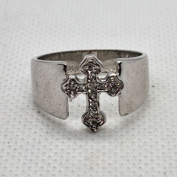 Premier Designs Devotion Silver Tone Crystal Cross Ring - Picture 7 of 9